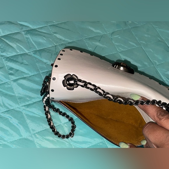 COACH Parker 18 With Rivets Gunmetal/Bone EUC whipstich whimsigoth - Picture 10 of 16